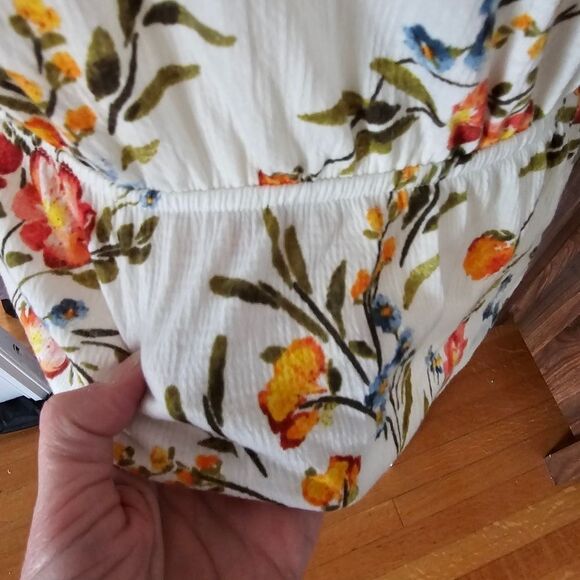 Iz Byer White Cream Tie Front Peplum Blouse - Picture 5 of 8